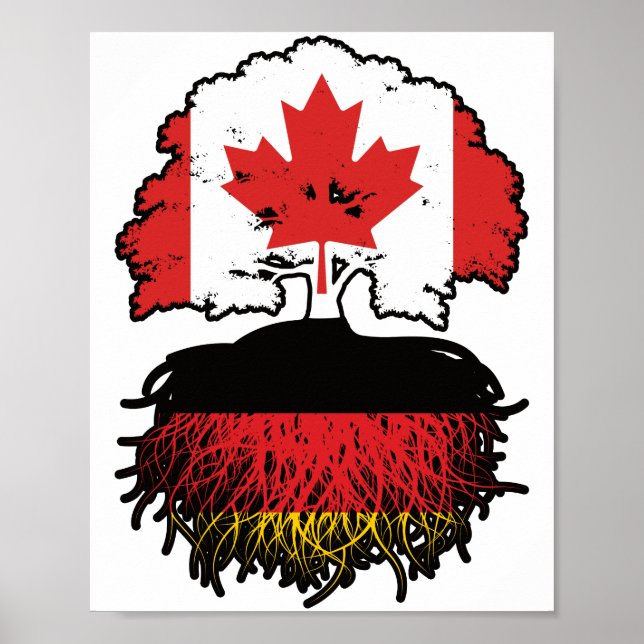 Poster Alemanha Canadense Canada Tree Roots Flag Alemanha (Frente)