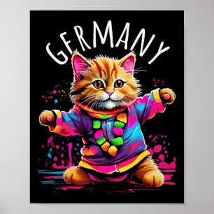 Poster Alemanha dançando Gato Divertido Colorido Design G