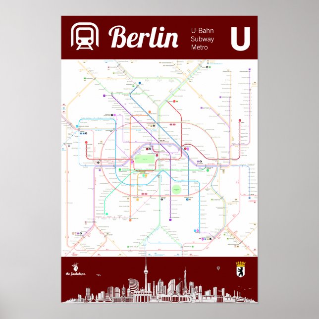 Poster " Alemanha: MAP Metro de BERLIM U-Bahn ... Pôster (Frente)