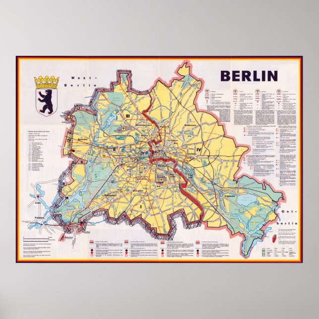 Poster "Alemanha: Mapa do Muro de Berlim de 1962... (Frente)