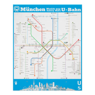 Póster “Alemanha: München subterrâneo SUBWAYmap…