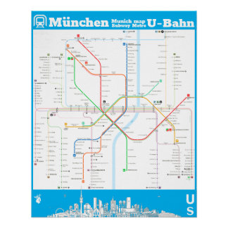 Póster “Alemanha: München subterrâneo SUBWAYmap…
