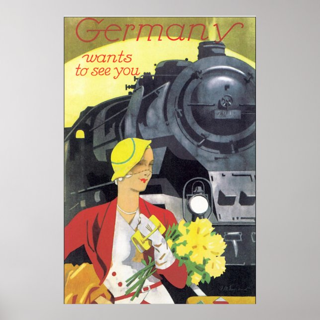 Poster Alemanha quer te ver Viagens vintage (Frente)