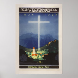 Poster alemão das viagens vintage