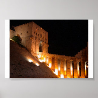 Poster Aleppo Citadel à noite