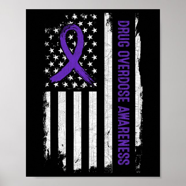 Poster Alerta de Sobredosagem com Drogas Bandeira America (Frente)