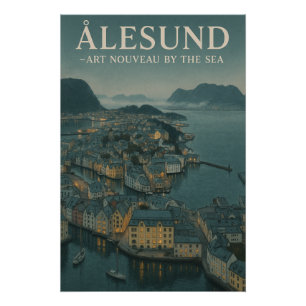 PÓSTER ÅLESUND — ART NOUVEAU À BEIRA-MAR