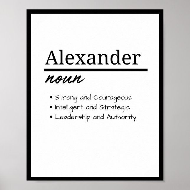 Poster Alexander, Definição de Nome Personalizado (Frente)