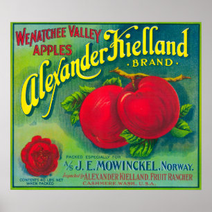 Poster Alexander Kielland Apple etiqueta - a caxemira, WA
