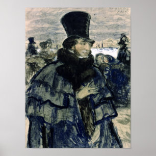 Póster Alexander Pushkin na terraplenagem de Neva