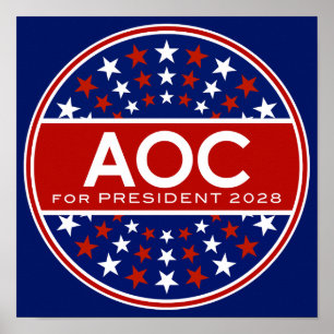 Poster Alexandria Ocasio-Cortez para Presidente 2028