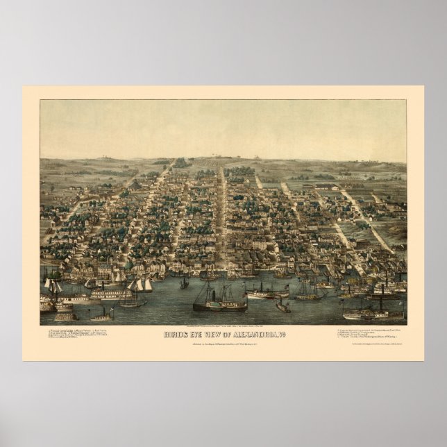 Póster Alexandria, VA Panorâmica - 1863 (Frente)