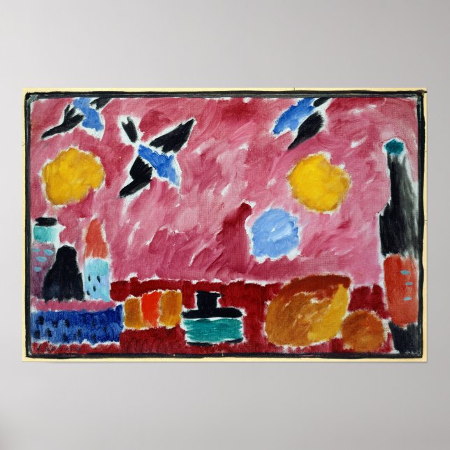Póster Alexej von Jawlensky Ainda vive com garrafa, Pão (Frente)