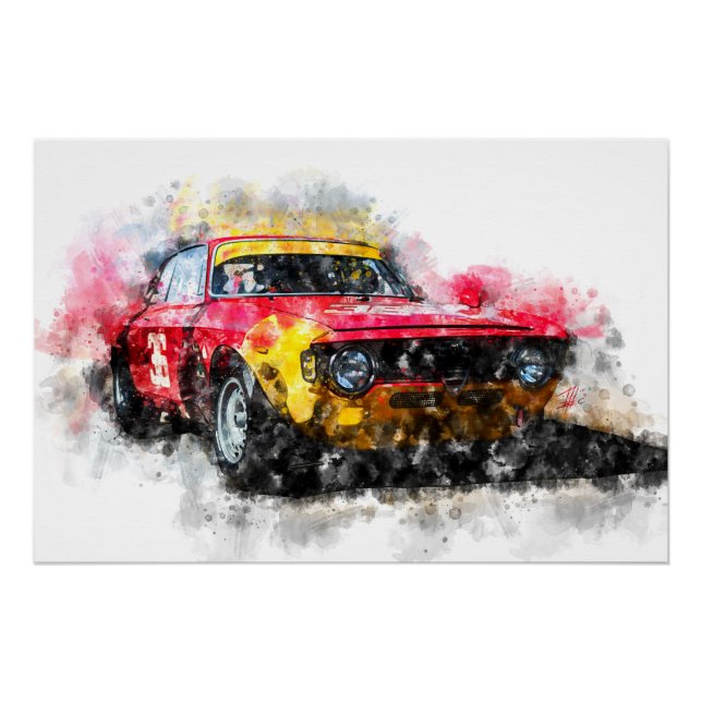 Póster Alfa Romeo Giulia 1600 GTA Corse 1965 (Frente)