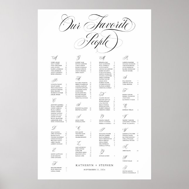 Poster Alfabética Nosso Casamento Elegante De Pessoas Fav (Frente)