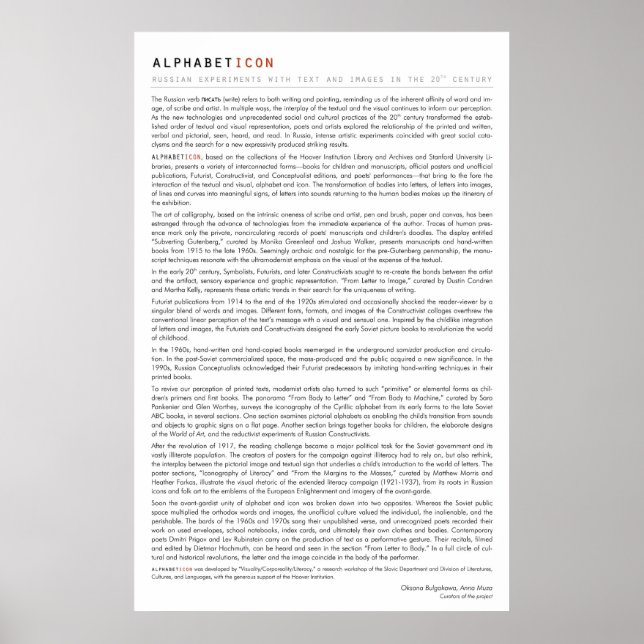 Póster ALFABETICON. Experimentos Russos... (Texto Retroat (Frente)