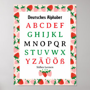 Poster Alfabeto Alemão Morango Süßes Lernen