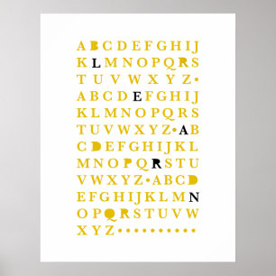 Poster Alfabeto Amarelo Aprender - Letra Moderna Tipograf
