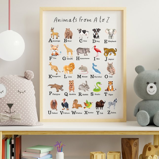 Poster Alfabeto Animal A - Z Sala De Aula Educativa (Criador carregado)
