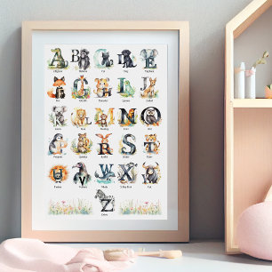 Poster Alfabeto Animal   Arte de Berçário