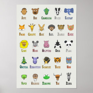 Poster Alfabeto animal (no alemão)