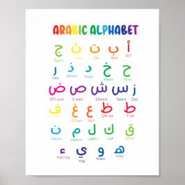 Poster Alfabeto Árabe, Letras Árabes, escola doméstica
