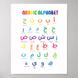 Poster Alfabeto Árabe, Letras Árabes, escola doméstica