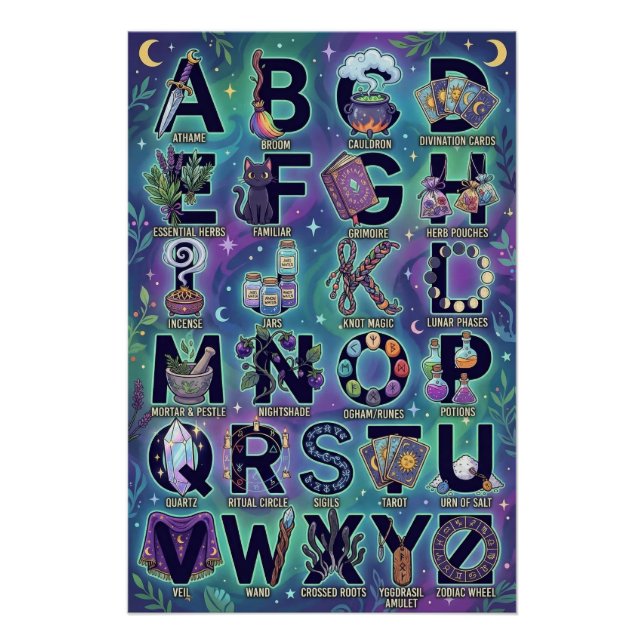 Póster Alfabeto Bruxo de A-Z (Frente)