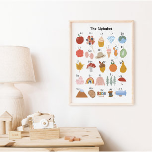 Poster Alfabeto de A a Z Infantil Educativo
