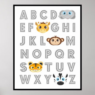 Poster Alfabeto de Animais da Selva