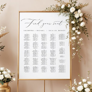 Poster Alfabeto de Assentos de Casamento com Caligrafia E