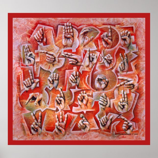 Póster Alfabeto de Idioma de Sinais 2 (Frente)