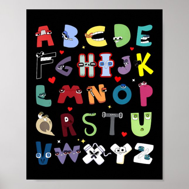 Poster Alfabeto Divertido Lore A a Z Olá Letra Para Menin (Frente)