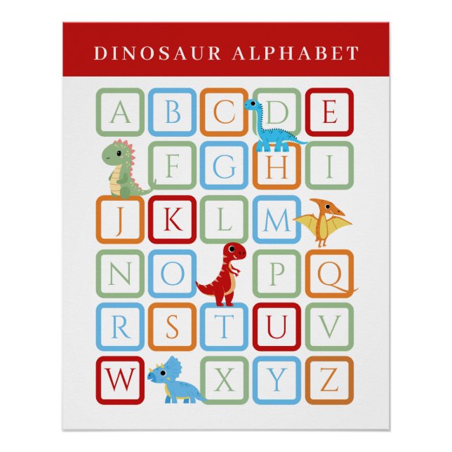 Póster Alfabeto Educacional de Dinossauros (Frente)