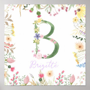 Poster Alfabeto Floral Personalizado Enfermeiro Inicial