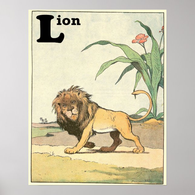 Poster Alfabeto Ilustrado de Storybook Lion (Frente)