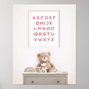 Poster Alfabeto Laranja Letras Maiúsculas Sala de Aula In