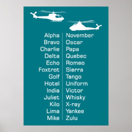 Póster Alfabeto Ortográfico do helicóptero