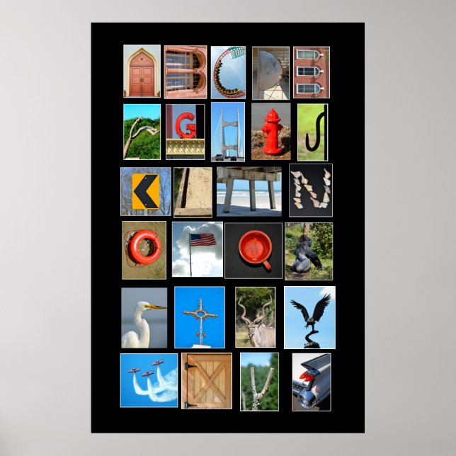 Póster Alfabeto soletrado com letras de imagem (Frente)