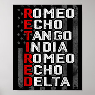 Poster Alfabeto Telefônico Fora Aposentada Veterana Ameri