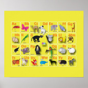 Póster Alfabetos animais muito bonitos