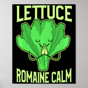 Poster Alface Engraçado Romaína Calma Meditação Yoga Zen 