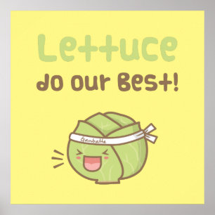 Poster Alface Fofa Faça o Melhor Humor Pun Vegetariano