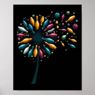 Poster Alfinetes de Boliche Dandelion Retro Jogador de Bo
