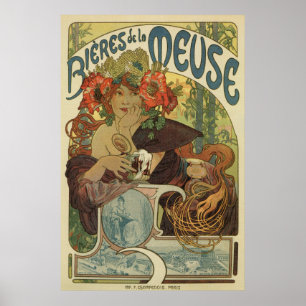 Poster Alfons Mucha art nouveau cerveja e