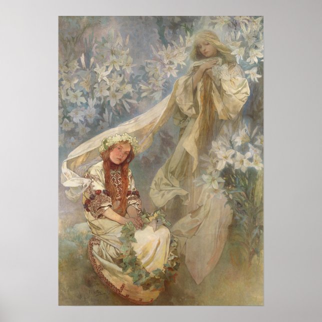 Poster Alfons Mucha - Madona dos Lírios 1905 (Frente)
