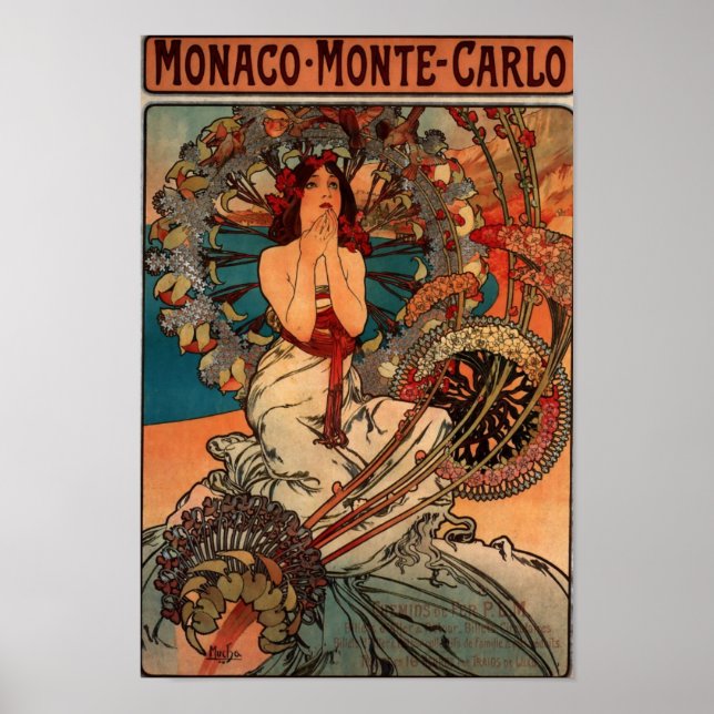 Poster Alfons Mucha Mônaco Monte Carlo (Frente)