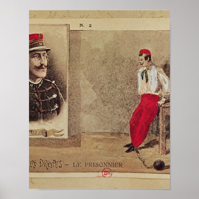 Póster Alfred Dreyfus como prisioneiro, 1894-1906 (Frente)