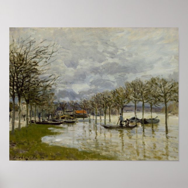 Póster Alfred Sisley - A Inundação na Estrada (Frente)