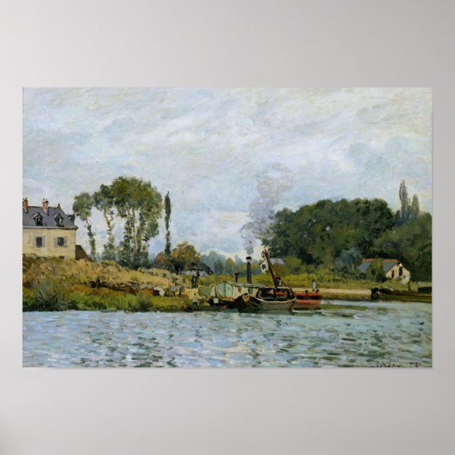 Póster Alfred Sisley | Barcos na eclusa de Bougala (Frente)